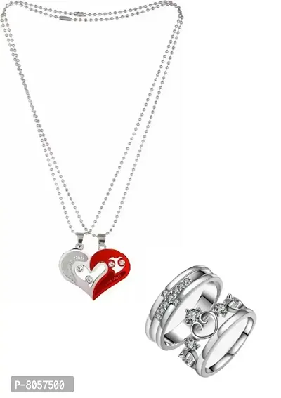 Stylish Fancy Alloy Necklace And Ring Combo For Couple-thumb0