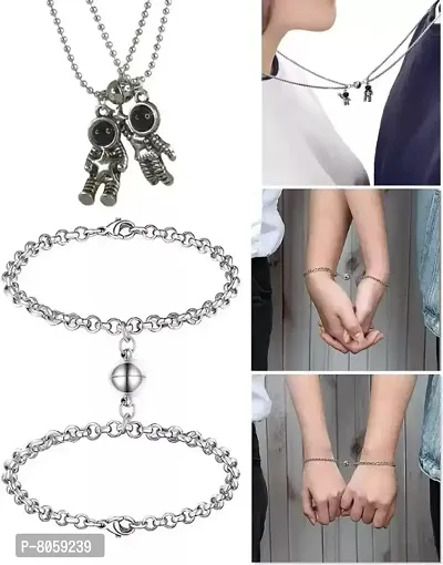 Women Couple Necklace and Bracelets Combo