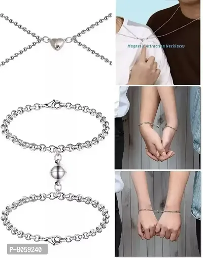 Women Couple Necklace and Bracelets Combo-thumb0