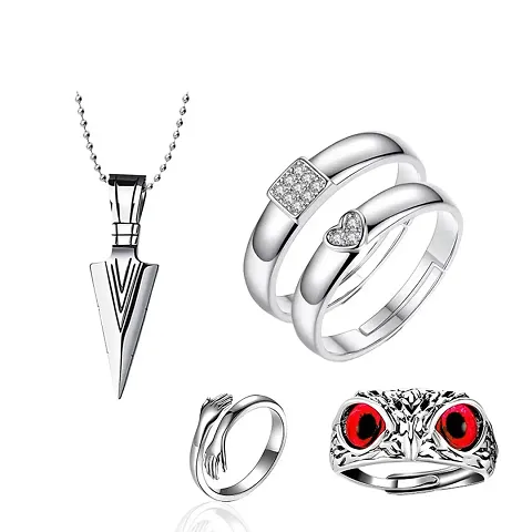 Stainless jewellery for men women (combo of bracelet pendant rings)