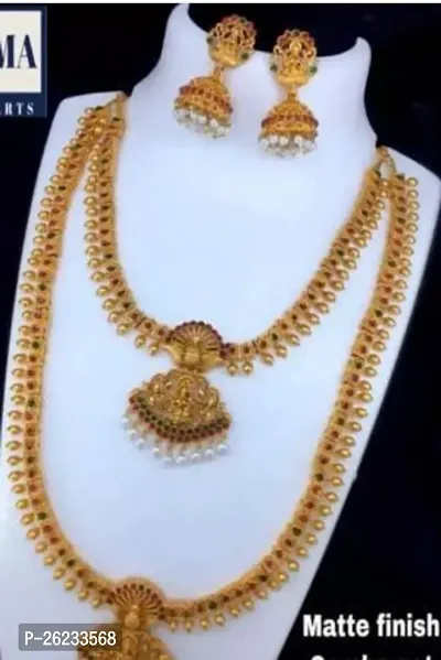 Stylish Golden Brass Jewellery Set For Women-thumb0