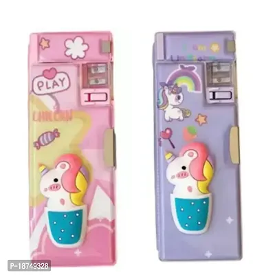 Unicorn Art Polyester Pencil Box Color May Vary-thumb3