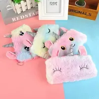 Unicorn Rainbow Fur Pencil Pouch Case For Kids-thumb2