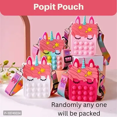 Pop It Unicorn Bags For Girls Fidget Toys , Pop It Sling Bags For Girls Or Popit Bag , Purse Or Kids , Popet Bag ,Pack Of 1- Multicolour