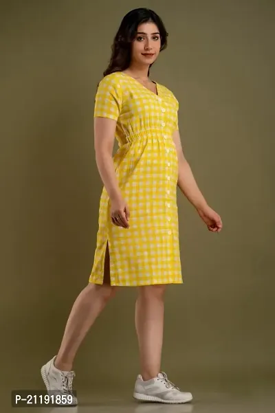 VRSS Enterprises Women's Cotton Checkered Dress Sundress Summer Dress (Large, Pineapple Yellow)-thumb5