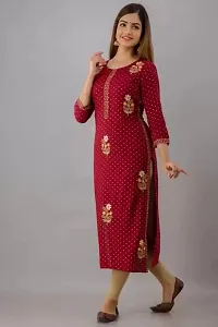 VRSS Enterprises Women's Straight Gold Print Kurta (Small, BARN RED)-thumb2