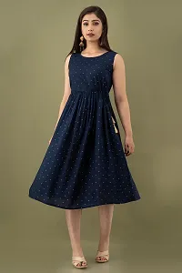 VRSS Enterprises Beautiful Women's Polka DOT Sleeveless Dress Kurta Gown (X-Large, Denim Blue)-thumb4