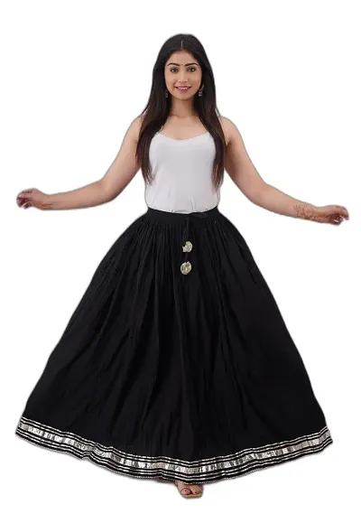 ETHNIC WOMENS SOLID LACED FREE SIZE SKIRT