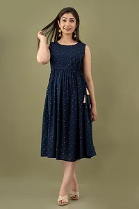 VRSS Enterprises Beautiful Women's Polka DOT Sleeveless Dress Kurta Gown (X-Large, Denim Blue)-thumb3