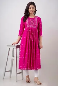 VRSS EMTERPRISES Embroided Naira Cut Long Ethnic Kurta (Large, Magenta Pink)-thumb4