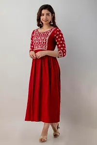 VRSS Enterprises Women's Beautiful Embelished Print Long Kurta (X-Large, BARN RED)-thumb2