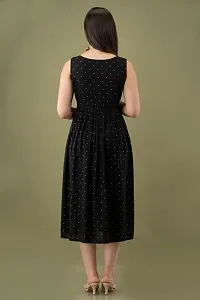 VRSS Enterprises Beautiful Women's Polka DOT Sleeveless Dress Kurta Gown (Large, Black)-thumb1