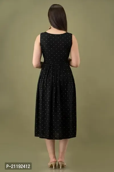 VRSS Enterprises Beautiful Women's Polka DOT Sleeveless Dress Kurta Gown (Large, Black)-thumb2