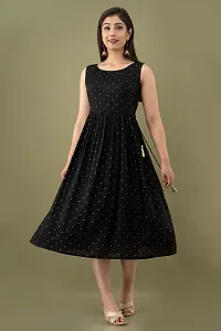 VRSS Enterprises Beautiful Women's Polka DOT Sleeveless Dress Kurta Gown (Large, Black)-thumb2