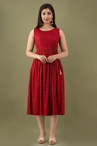 VRSS Enterprises Beautiful Women's Polka DOT Sleeveless Dress Kurta Gown (Medium, Maroon RED)-thumb4