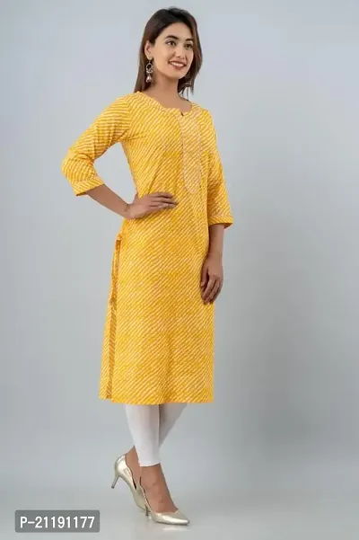 VRSS Enterprises Women's Cotton LAHARIYA Long Kurta (XX-Large, Canary Yellow)-thumb4
