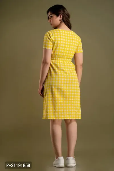 VRSS Enterprises Women's Cotton Checkered Dress Sundress Summer Dress (Large, Pineapple Yellow)-thumb2