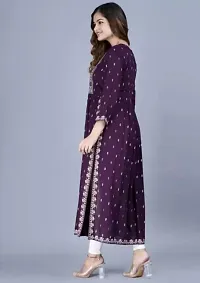 VRSS EMTERPRISES Embroided Naira Cut Long Ethnic Kurta (Medium, Dark Purple)-thumb1