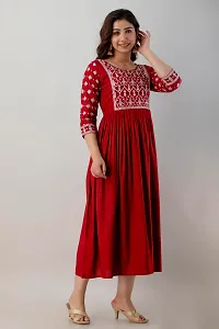 VRSS Enterprises Women's Beautiful Embelished Print Long Kurta (X-Large, BARN RED)-thumb4