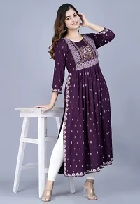 VRSS EMTERPRISES Embroided Naira Cut Long Ethnic Kurta (Medium, Dark Purple)-thumb3