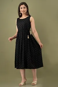 VRSS Enterprises Beautiful Women's Polka DOT Sleeveless Dress Kurta Gown (Large, Black)-thumb3