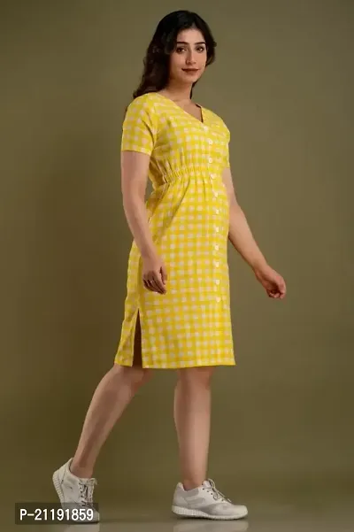 VRSS Enterprises Women's Cotton Checkered Dress Sundress Summer Dress (Large, Pineapple Yellow)-thumb3