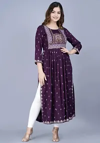 VRSS EMTERPRISES Embroided Naira Cut Long Ethnic Kurta (Medium, Dark Purple)-thumb4