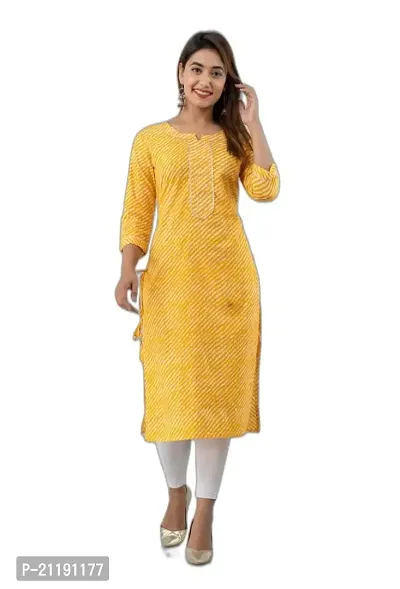 VRSS Enterprises Women's Cotton LAHARIYA Long Kurta (XX-Large, Canary Yellow)-thumb0