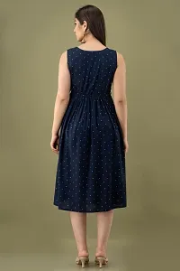 VRSS Enterprises Beautiful Women's Polka DOT Sleeveless Dress Kurta Gown (X-Large, Denim Blue)-thumb2