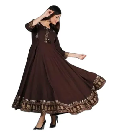 EMBROIDED ETHNIC ANARKALI RAYON GOWN KURTA