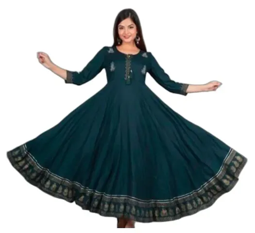 Alluring Rayon Long Anarkali Printed Kurti