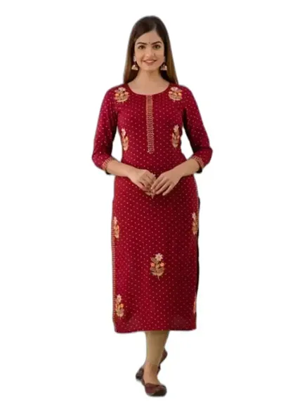 BLOCK PRINT ETHNIC RAYON STRAIGHT KURTA