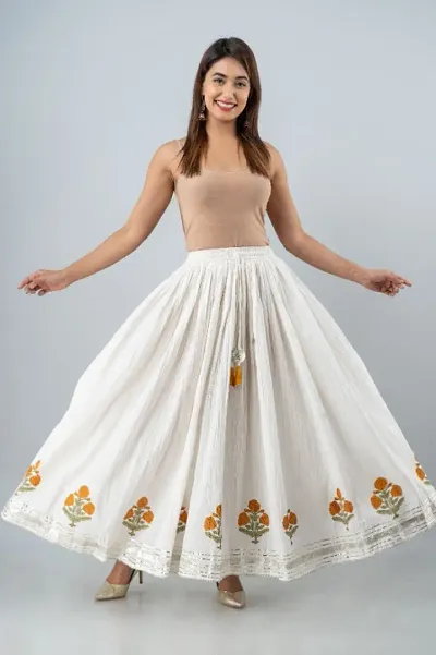 Classic Cotton Laced Skirt For Women
