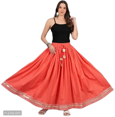 Women's Laced Solid Cotton Ethnic Skirt
