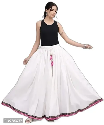 WOMEN'S LACED SOLID COTTON ETHNIC SKIRT