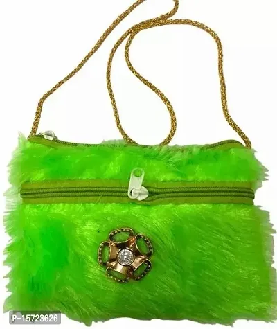 Stylish Green Wool  Sling Bags For Women