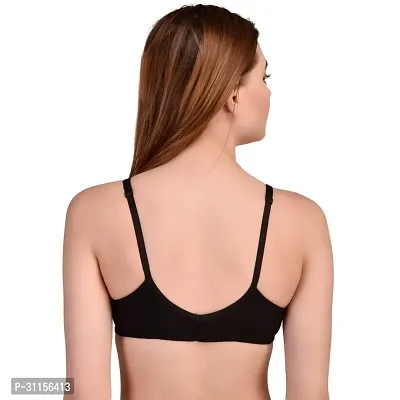 Stylish Black Cotton Blend Solid Bras For Women-thumb2