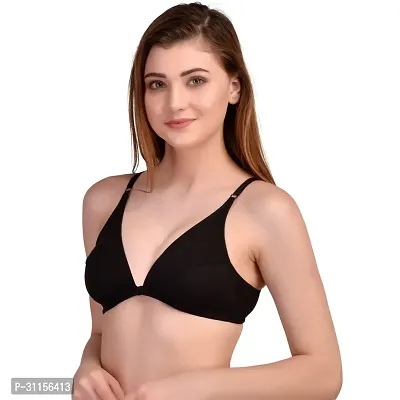 Stylish Black Cotton Blend Solid Bras For Women-thumb3