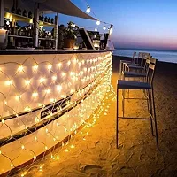 Hcetigol Net Mesh String Lights Waterproof, 8 Lighting Modes, 200 Light Bulbs, for Outdoor Indoor, Curtain, Christmas Tree, Bush, Party, Wedding, Fairy, Wall Decorative (Warm White)-thumb1