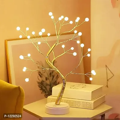 Hcetigol Tabletop Bonsai Tree Light with 36 Pearls LED, 20 Good Luck Plant, DIY Artificial Lamp Tree Lamp Decoration, Battery/USB Operated (Warm White)-thumb0