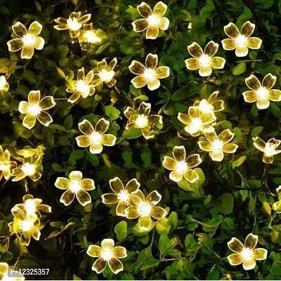 Hcetigol 16 LED Silicone Flower String Cherry Blossom Flower Fairy String Lights, 3 Meters LED Christmas Lights for Diwali Home Decoration (Warm White)-thumb0