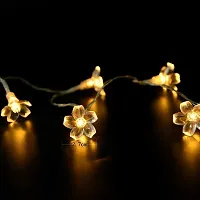 Hcetigol 16 LED Silicone Flower String Cherry Blossom Flower Fairy String Lights, 3 Meters LED Christmas Lights for Diwali Home Decoration (Warm White)-thumb1