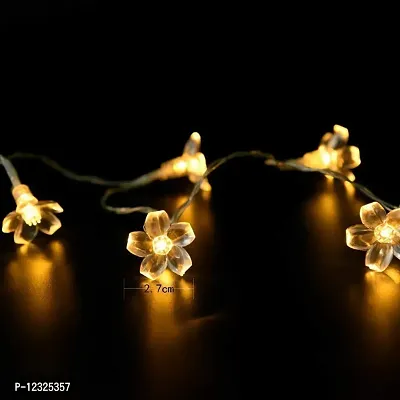 Hcetigol 16 LED Silicone Flower String Cherry Blossom Flower Fairy String Lights, 3 Meters LED Christmas Lights for Diwali Home Decoration (Warm White)-thumb2