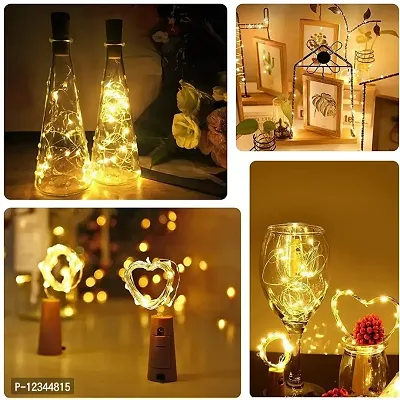 Hcetigol 20 LED Warm White Wine Bottle Cork Lights Copper Wire String Lights, 2M Battery Powered Wine Bottle Fairy Lights Bottle (warm white)(pack of 3)-thumb2