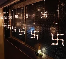 Hcetigol 12 Swastik LED Curtain Diwali String Lights Window Curtain Lights for Home Decoration with 8 Flashing Mode for Wedding, Home, Temple (6 Big6 Small Swastik, Warm White)-thumb4