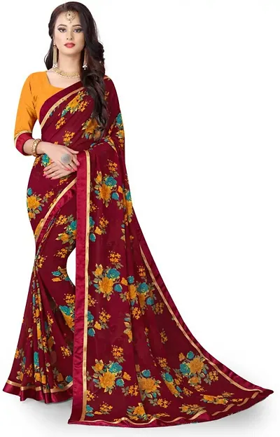 New In Georgette Saree with Blouse piece 