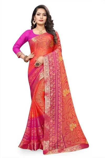 Stylish Women Chiffon Saree with Blouse piece