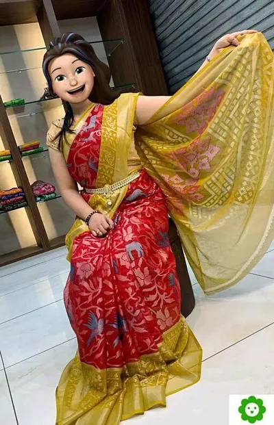 Chiffon Brasso Printed Sarees with Blouse piece
