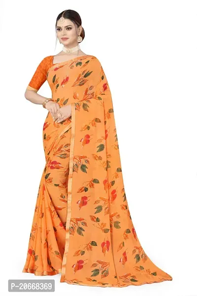 Stylish Women Georgette Saree with Blouse piece-thumb0