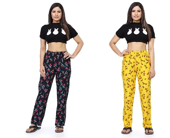 Pack of 2 Classic Cotton Printed Night Pajamas for Women